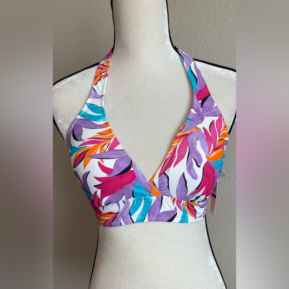 NWT Anne Cole Multicolor Halter Bikini Top